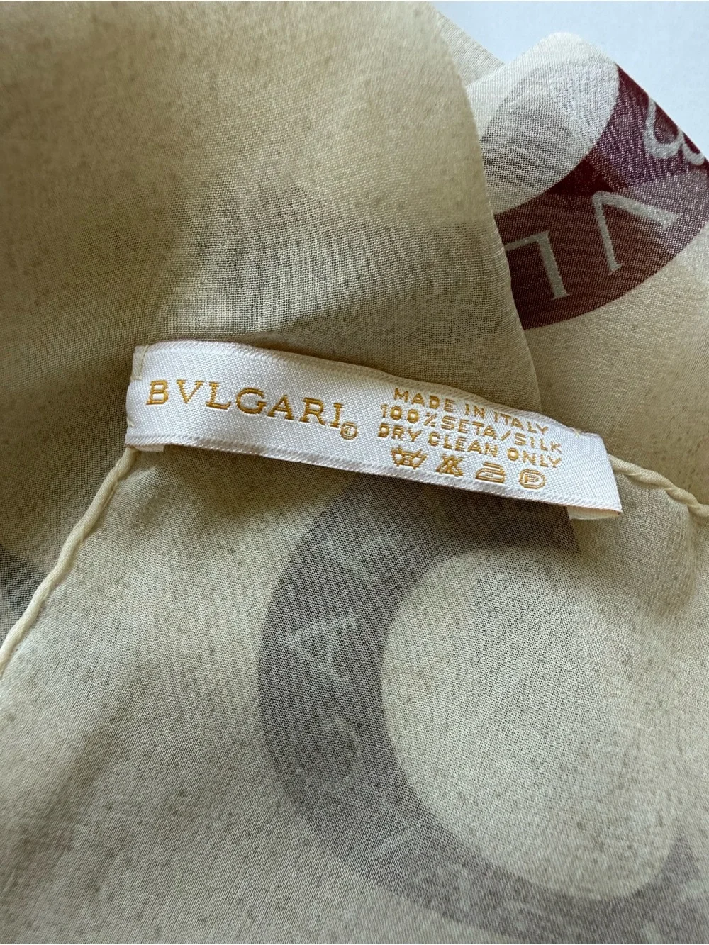 Bvlgari Beige Lightweight Circle Logo Print Scarf